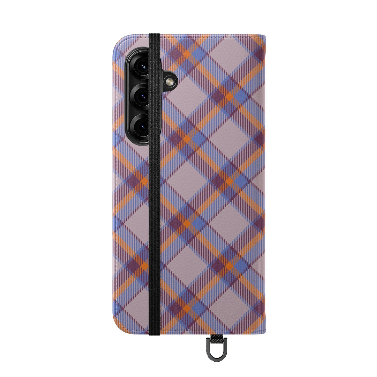 Tartan Flip Phone Case — purple & Orange Plaid Wallet Cover