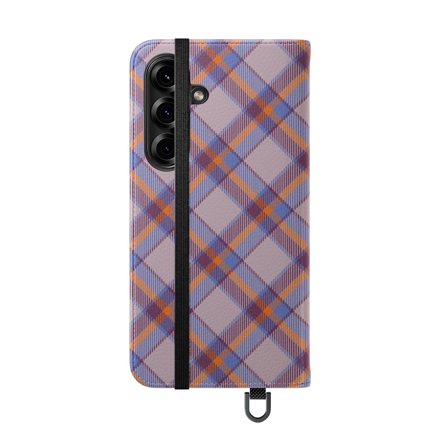 Tartan Flip Phone Case — purple & Orange Plaid Wallet Cover