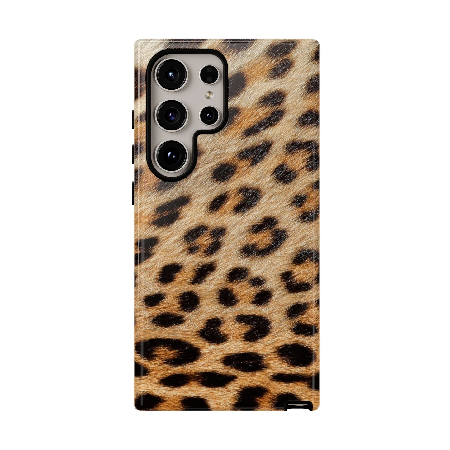 Leopard Print Tough Phone Case — Durable Protective Case with Wild Animal Fur Design