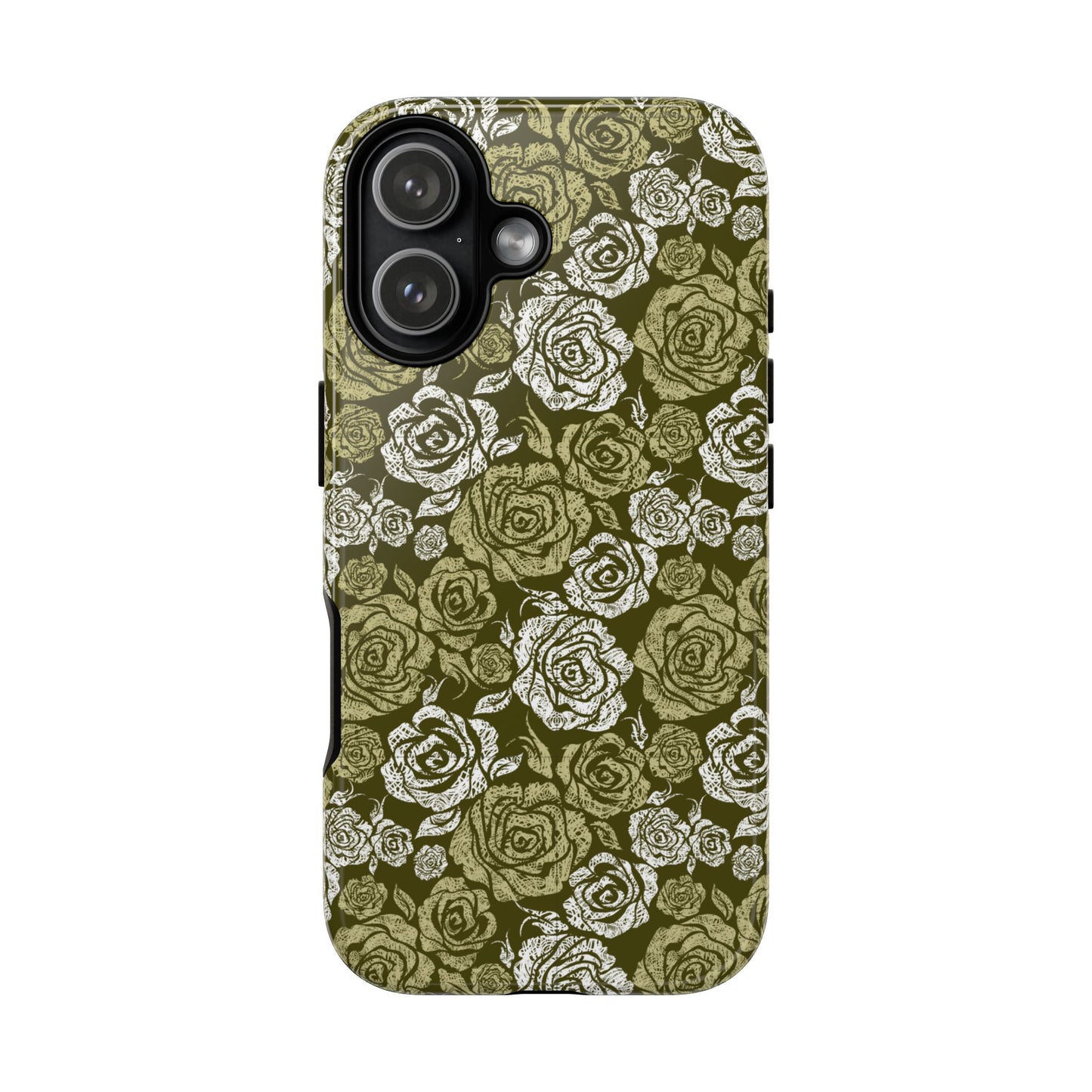 Floral Olive Rose Pattern Tough Phone Case