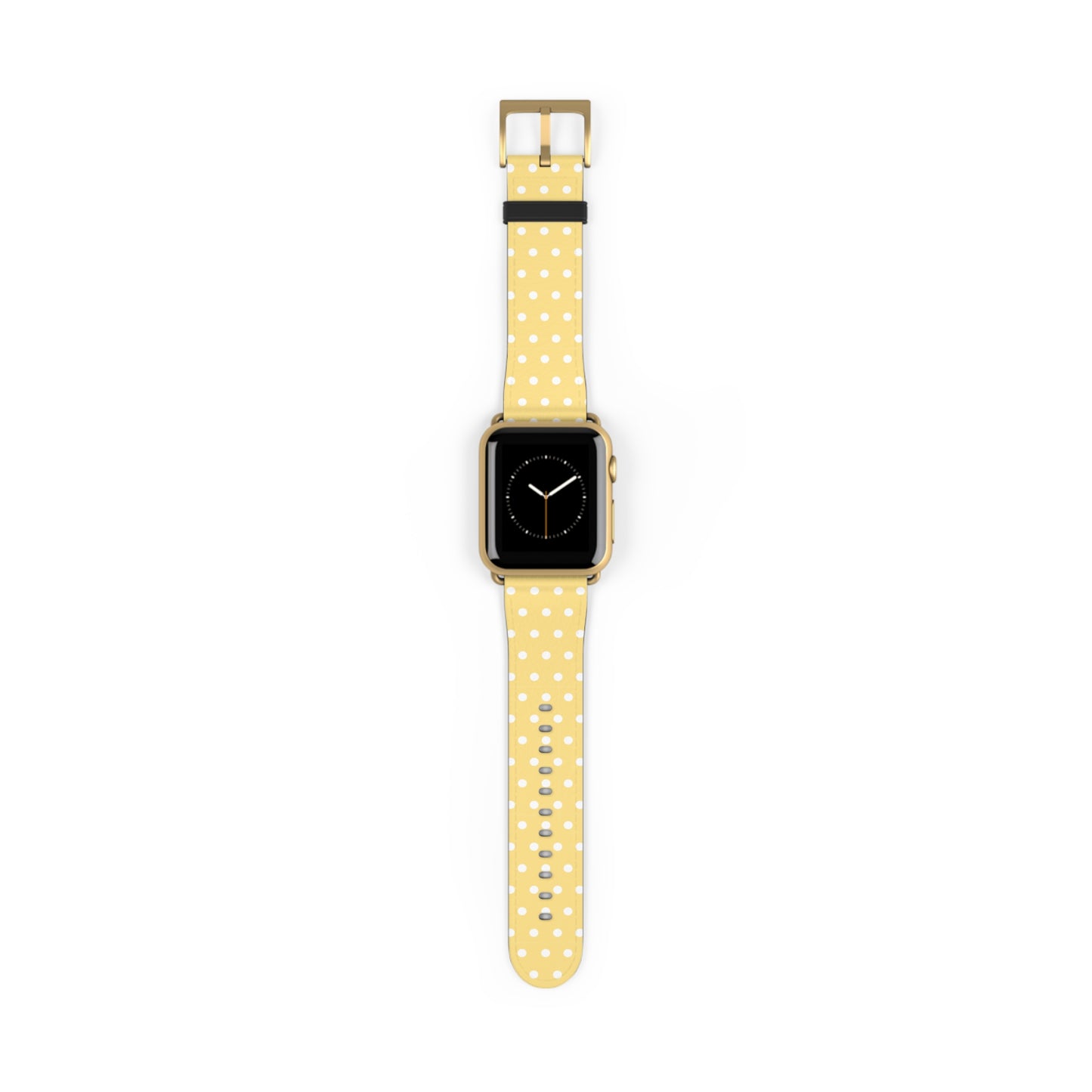 apple watch band in yellow polka dot pattern, cute floral retro strap, pastel women’s casual watch accessory