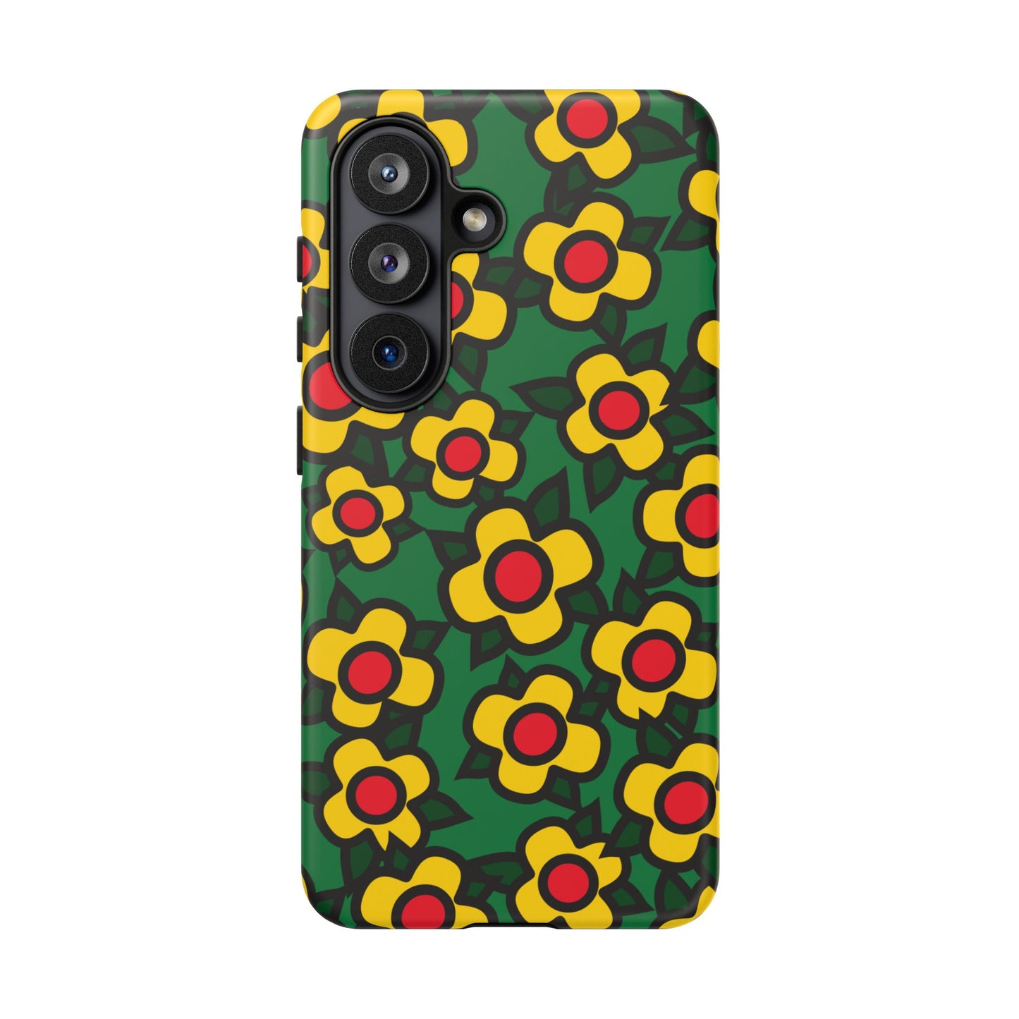 Floral Pop Tough Phone Case — Retro Yellow Red Flower Pattern