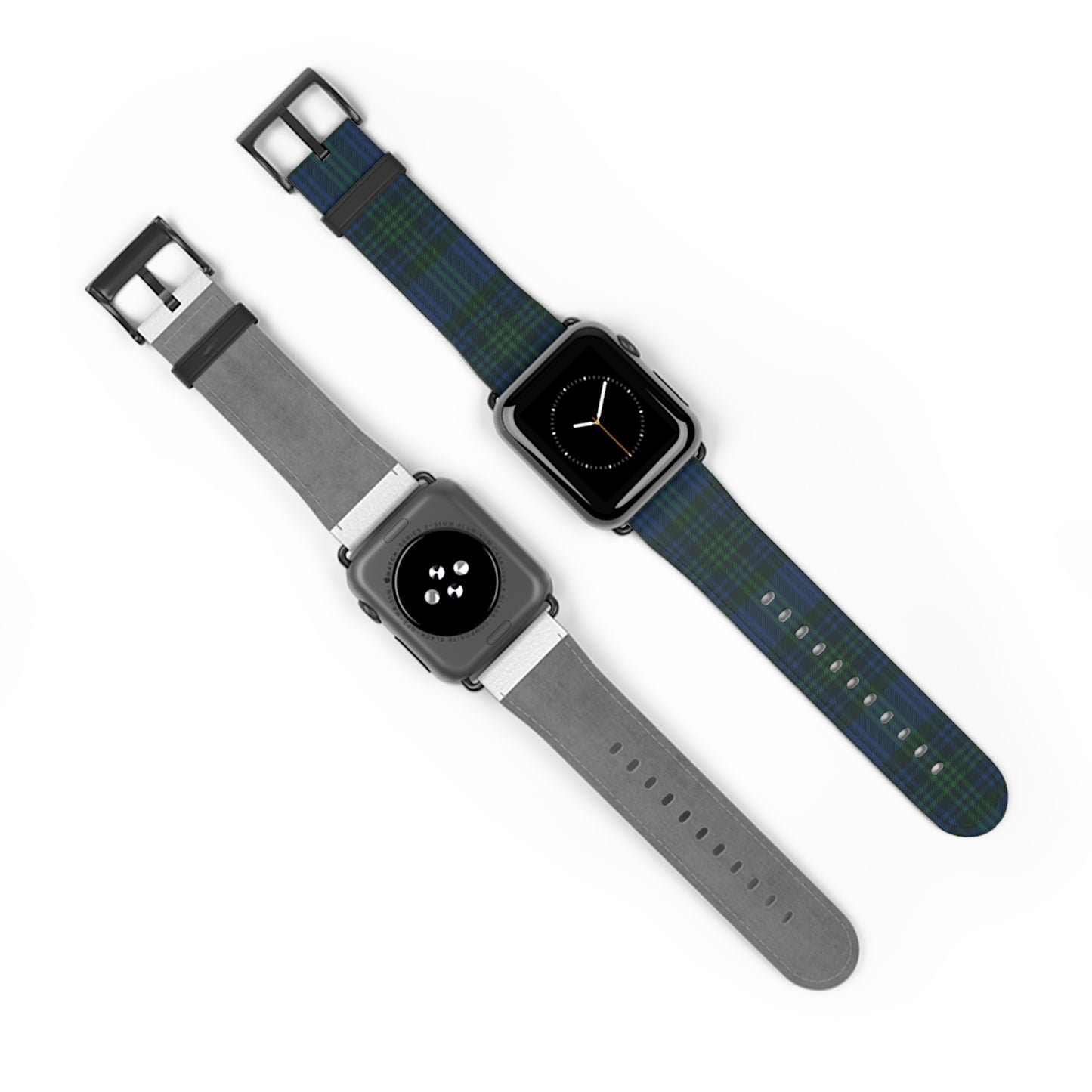Tartan plaid watch band in classic green and black, Scottish tartan style, for Apple Watch, casual and formal wear