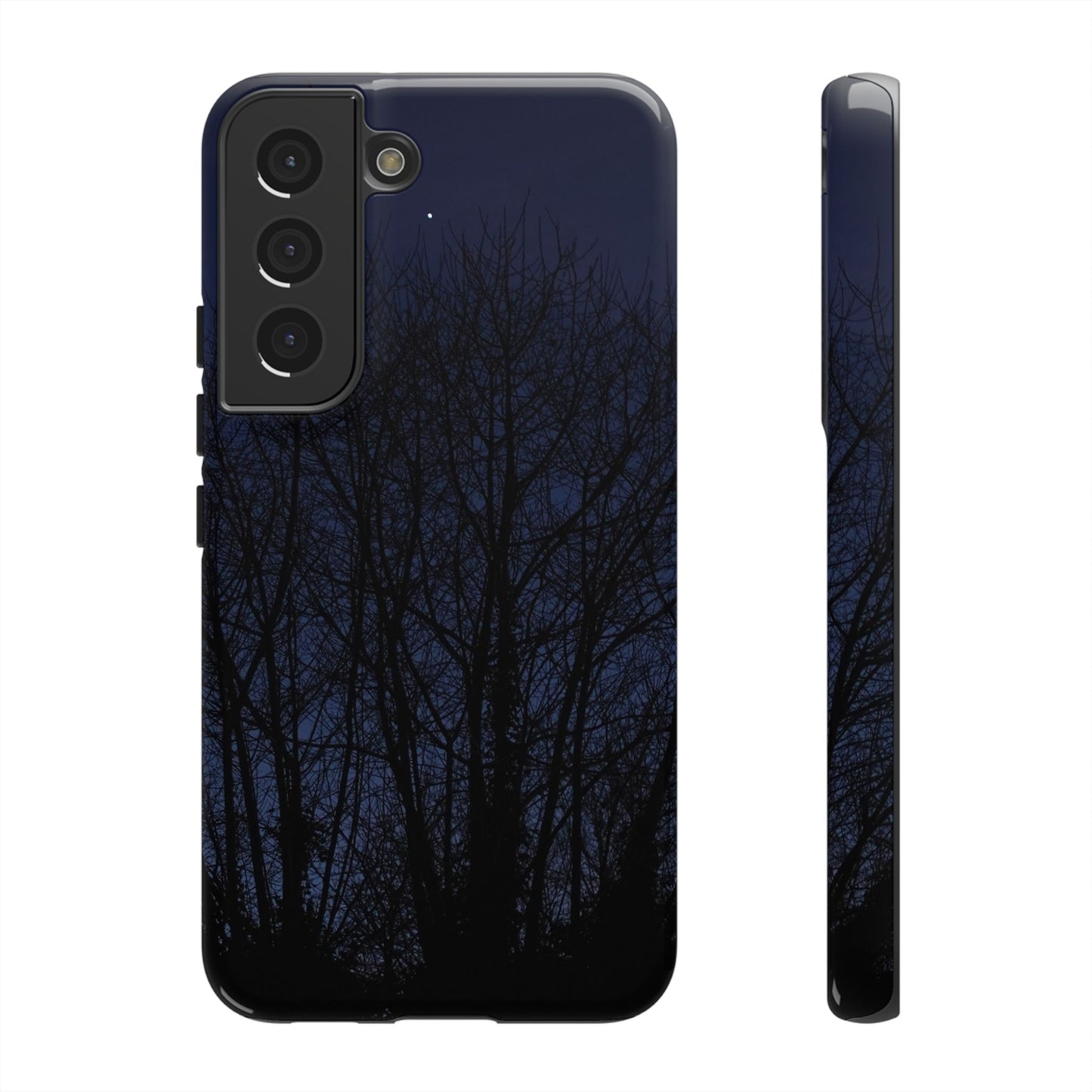 Night Forest Phone Case — Dark Tree Silhouette Protective Tough Case