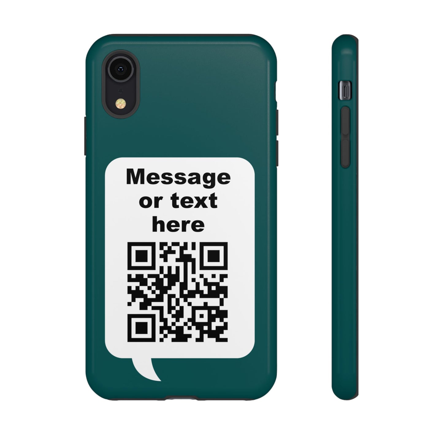 Custom QR Code Tough Phone Case — "Custom text" Contact Case