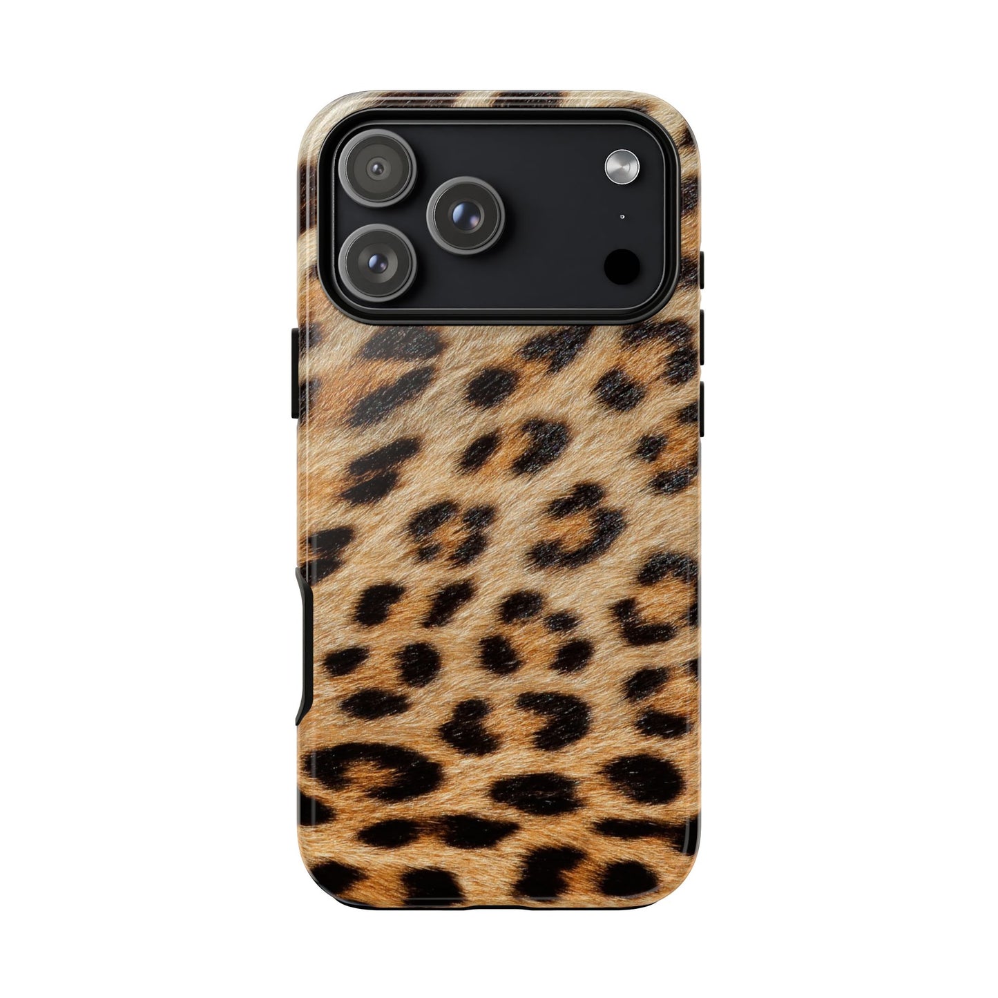 Leopard Print Tough Phone Case — Durable Protective Case with Wild Animal Fur Design