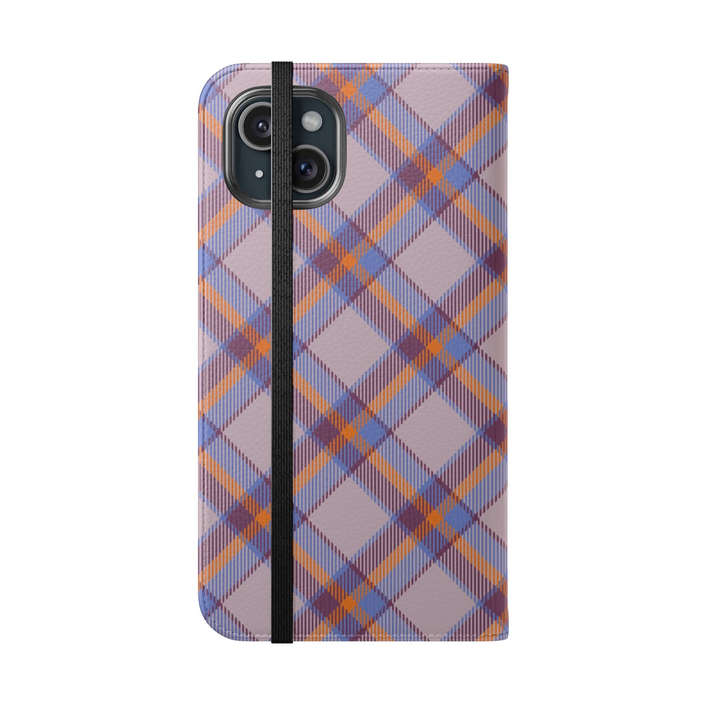 Tartan Flip Phone Case — purple & Orange Plaid Wallet Cover