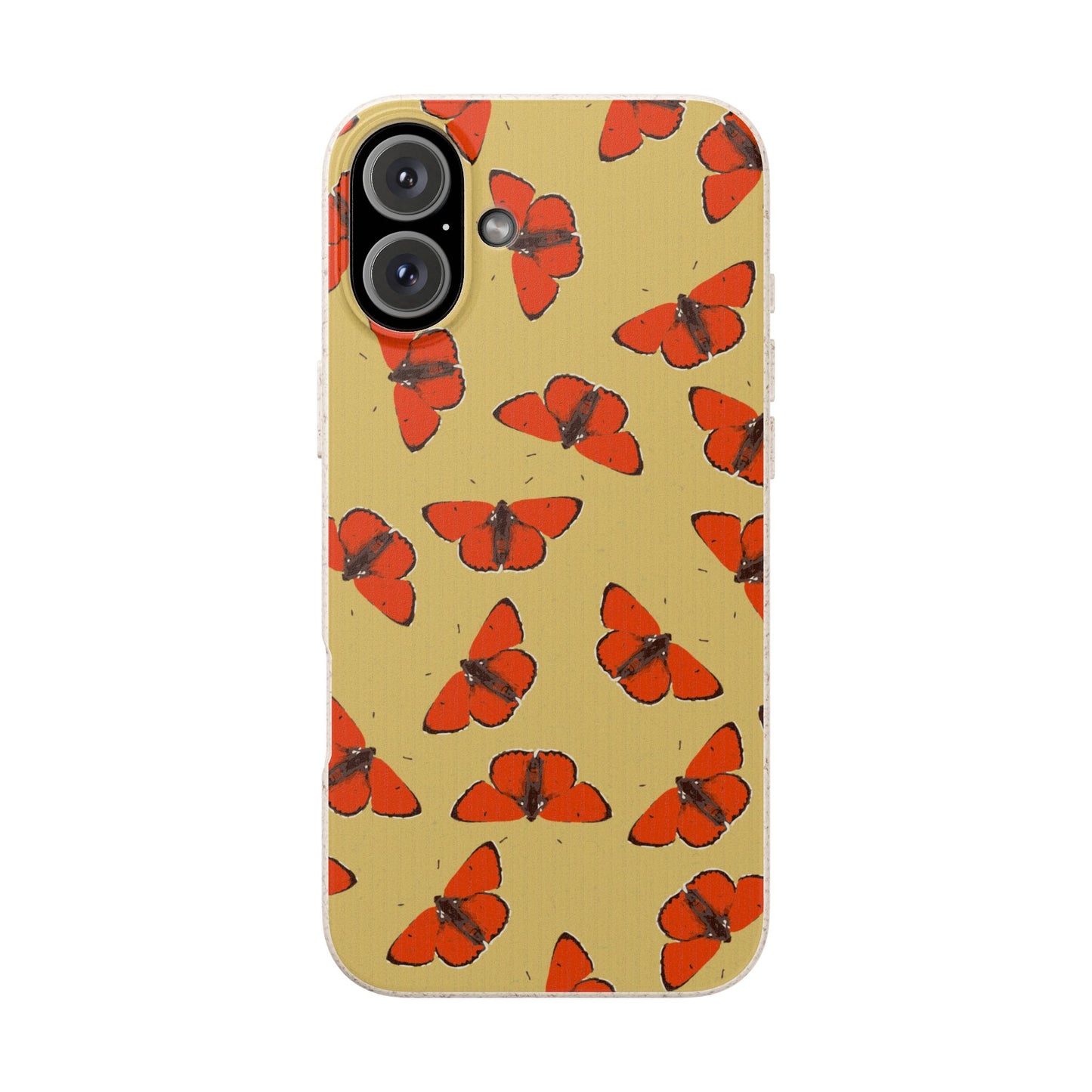 Biodegradable Retro Red Butterfly Pattern Phone Case for Apple iPhone and Samsung Galaxy.
