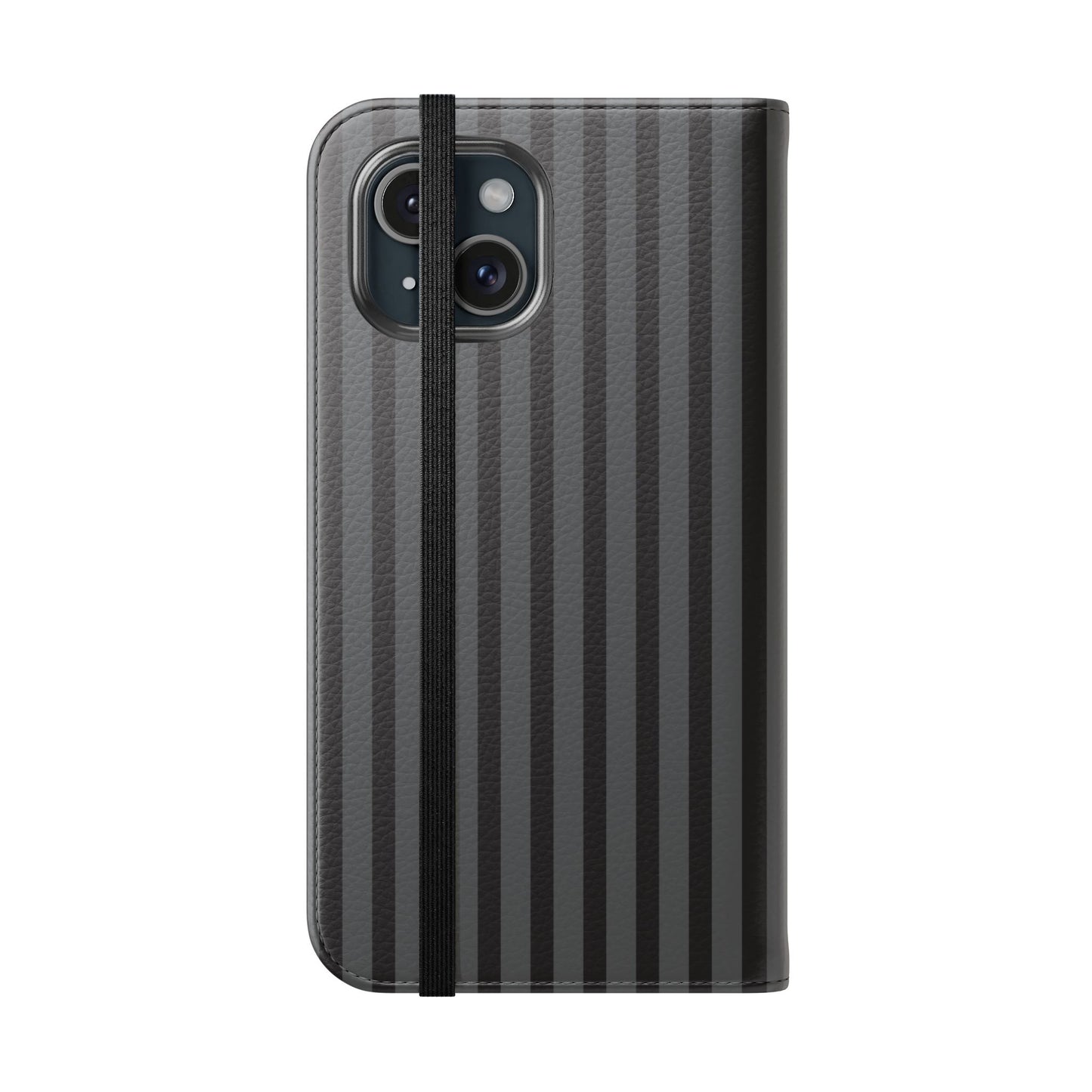 Striped Gray Flip Phone Case — Wallet Flip Case with Card Slots