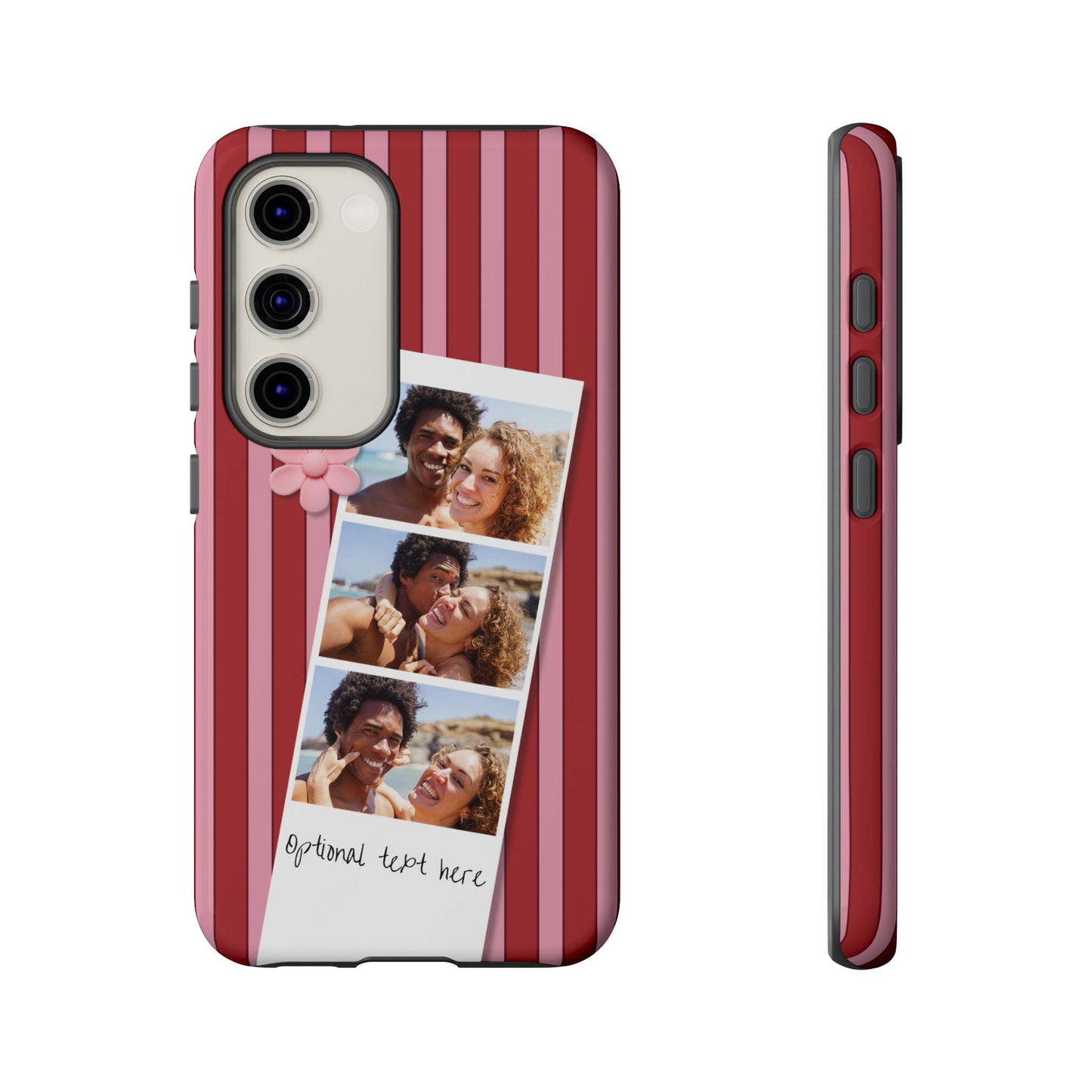 Customisable Three Photo Personalised Collage Tough Phone Case for Apple iPhone, Samsung Galaxy and Google Pixel.