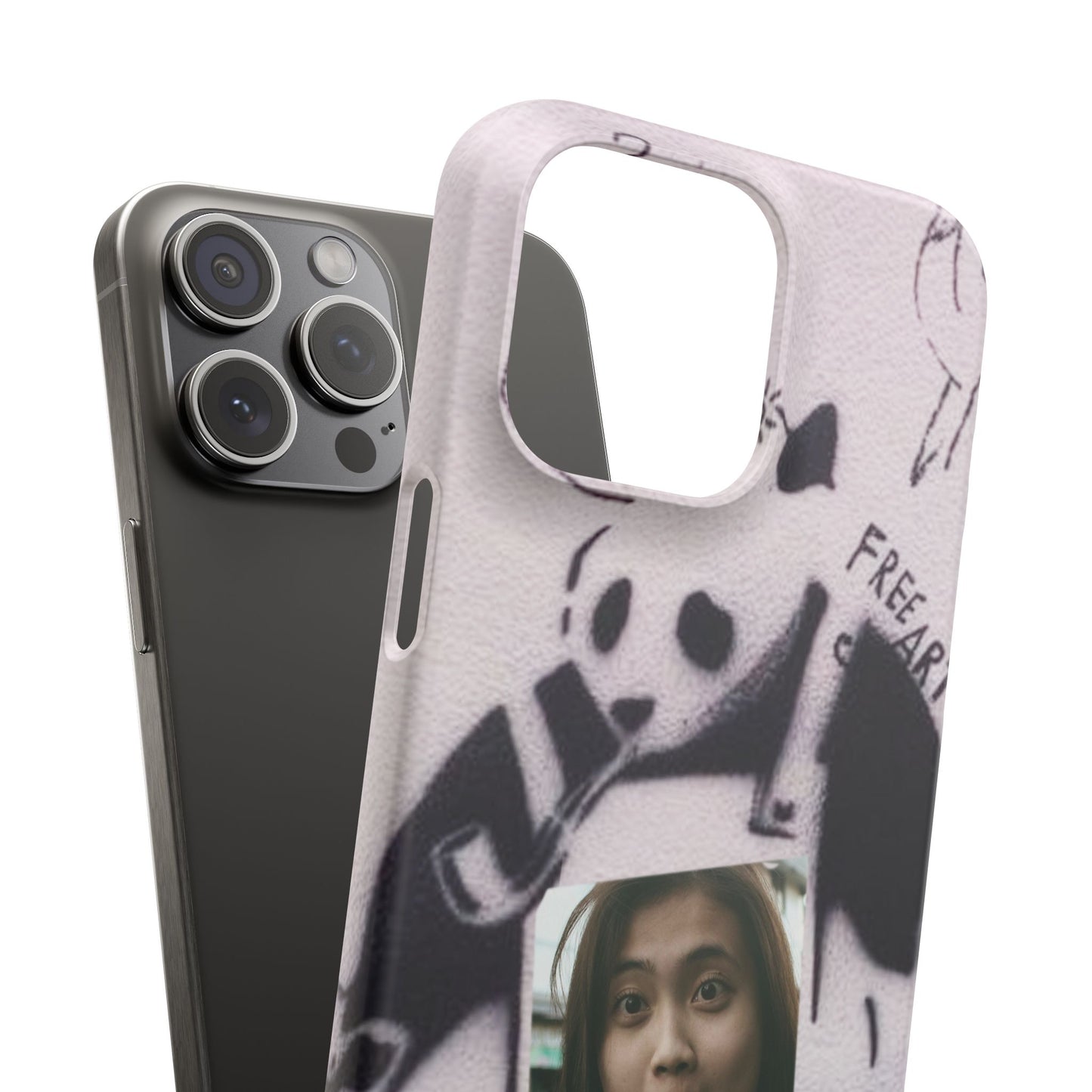 Single Image Personalised Panda Stencil Slim Phone Case for Apple iPhone, Samsung Galaxy and Google Pixel.