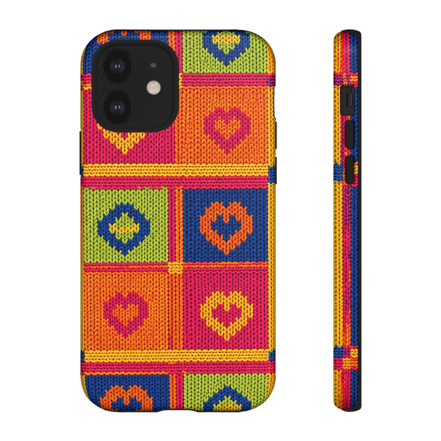Retro Knit Pattern Heart Patch Tough Phone Case