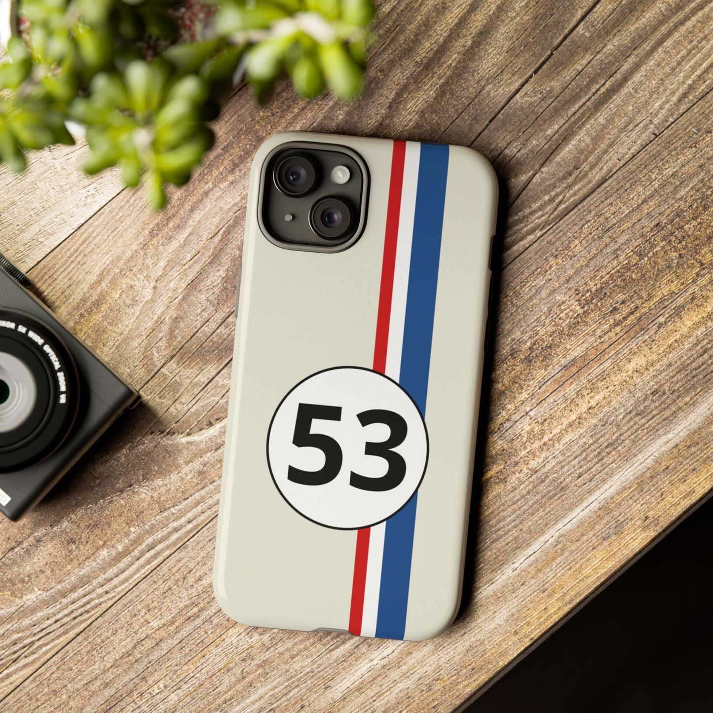 Racing Stripe Personalised Number Tough Phone Case for Apple iPhone, Samsung Galaxy and Google Pixel.