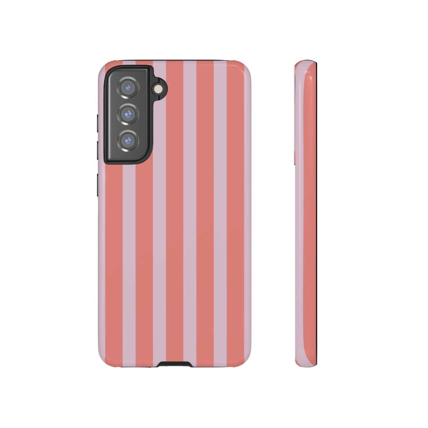 Pink Striped Tough Phone Case — Durable Protective Cover