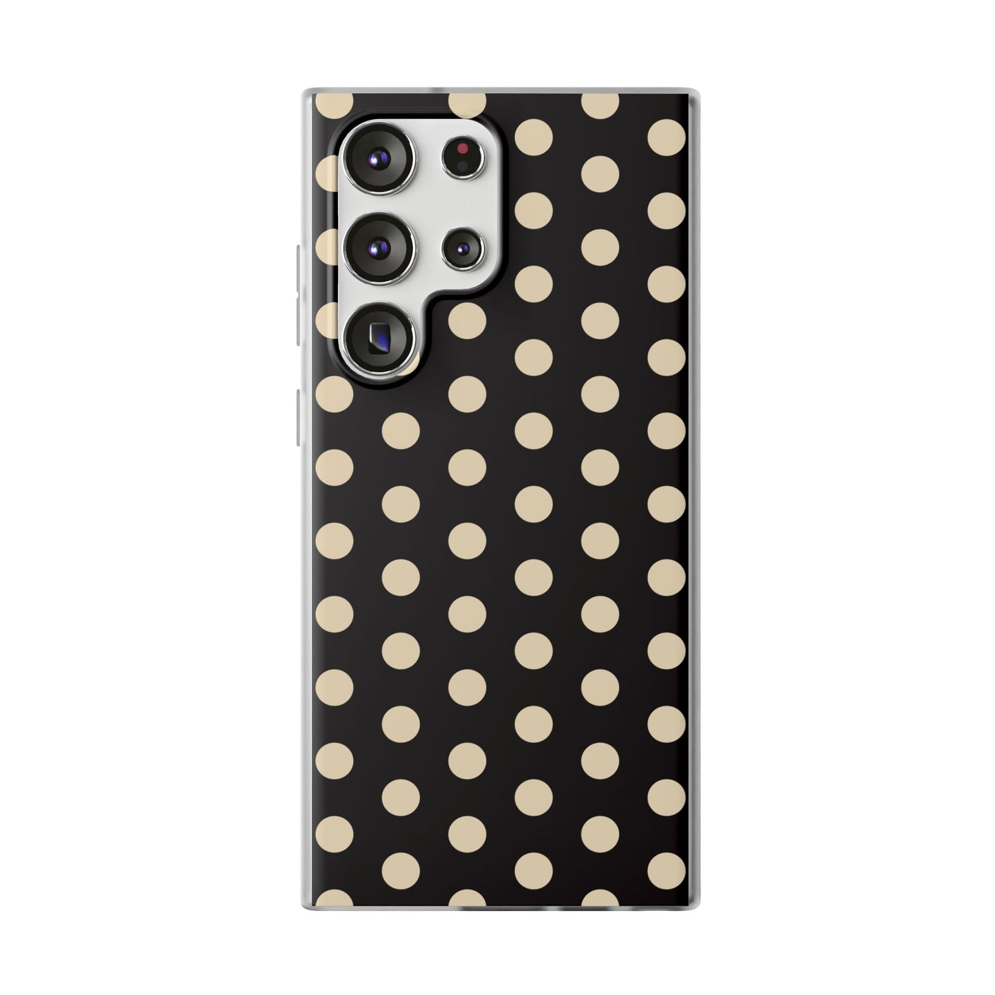 Black & Cream Retro Polka Dot Flexi Case for Apple iPhone, Samsung Galaxy.