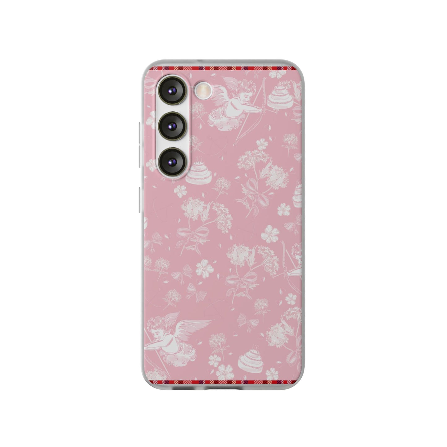 Pink Floral Cherub Flexi Phone Case for Apple iPhone and Samsung Galaxy.