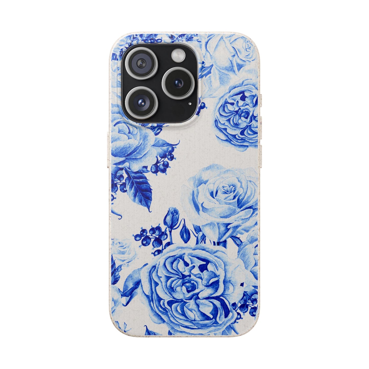 Blue Floral Biodegradable Eco-Friendly Phone Cover for Apple iPhone and Samsung Galaxy.
