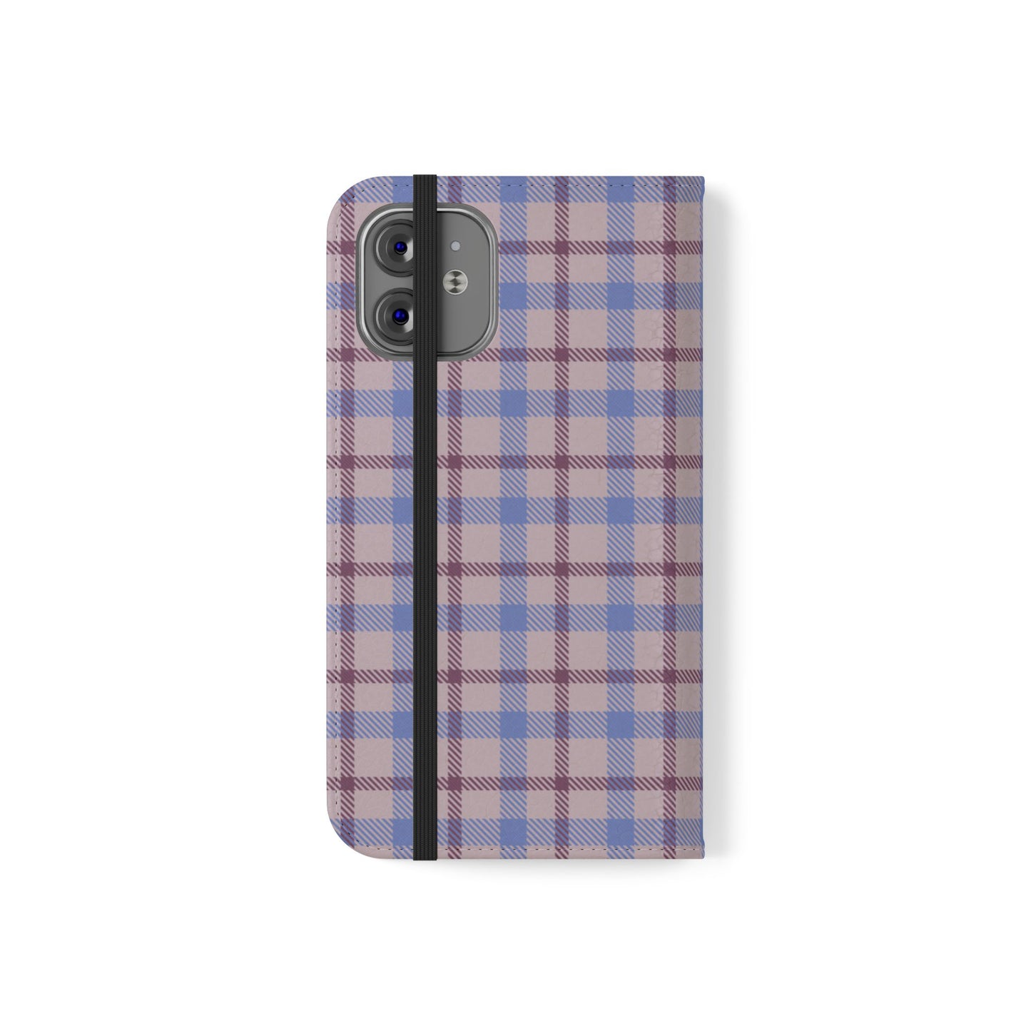 Tartan Flip Phone Case — Blue & Purple Plaid Wallet Cover