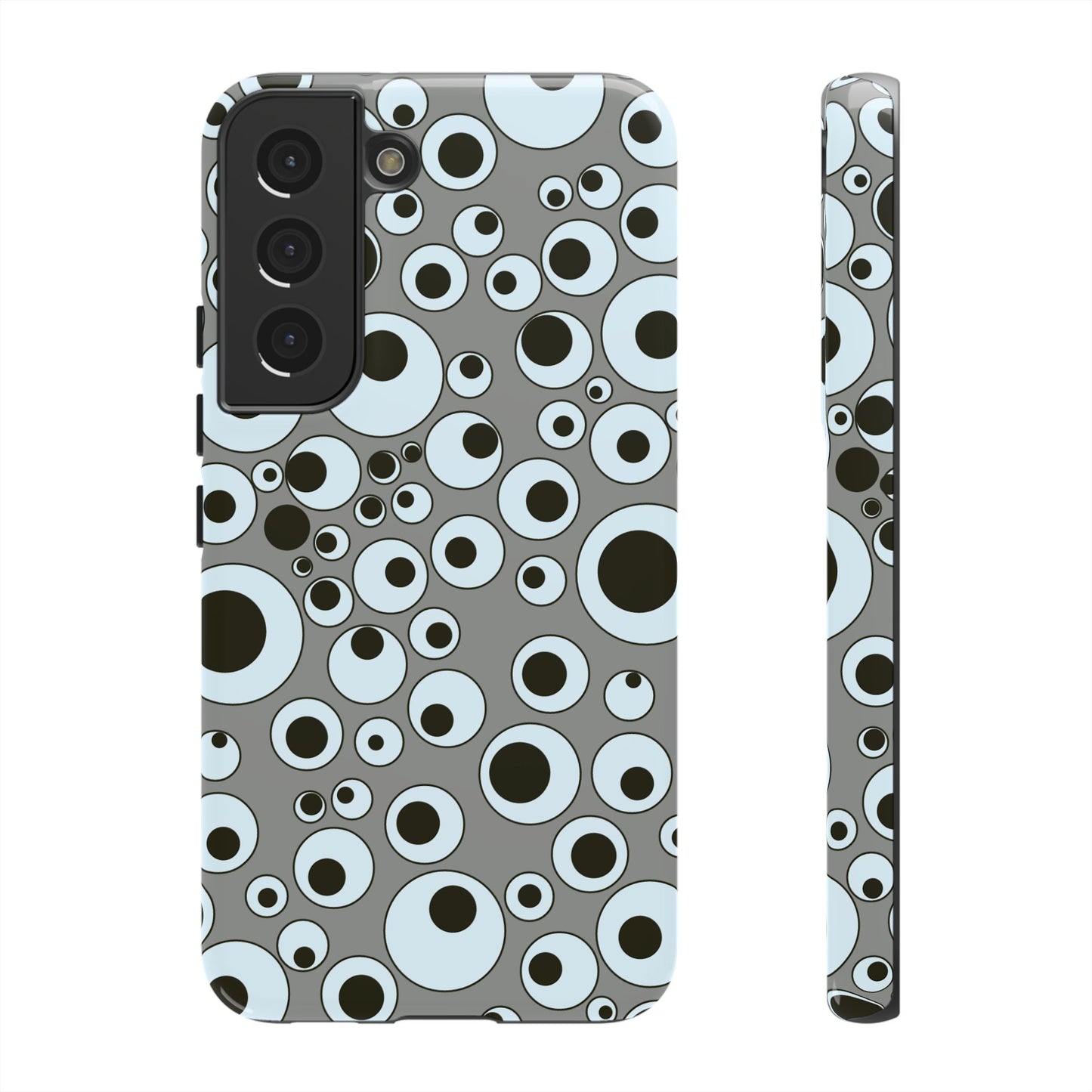 Bubble Pattern Tough Phone Case – Grey Retro Polka-Dot Design