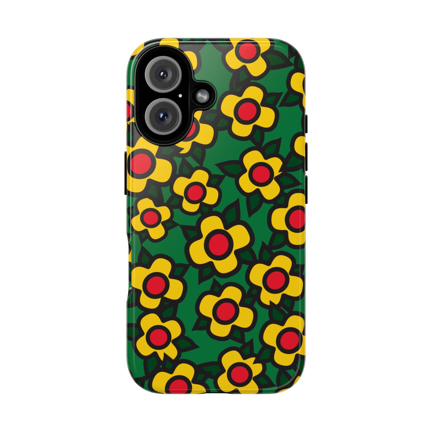 Floral Pop Tough Phone Case — Retro Yellow Red Flower Pattern