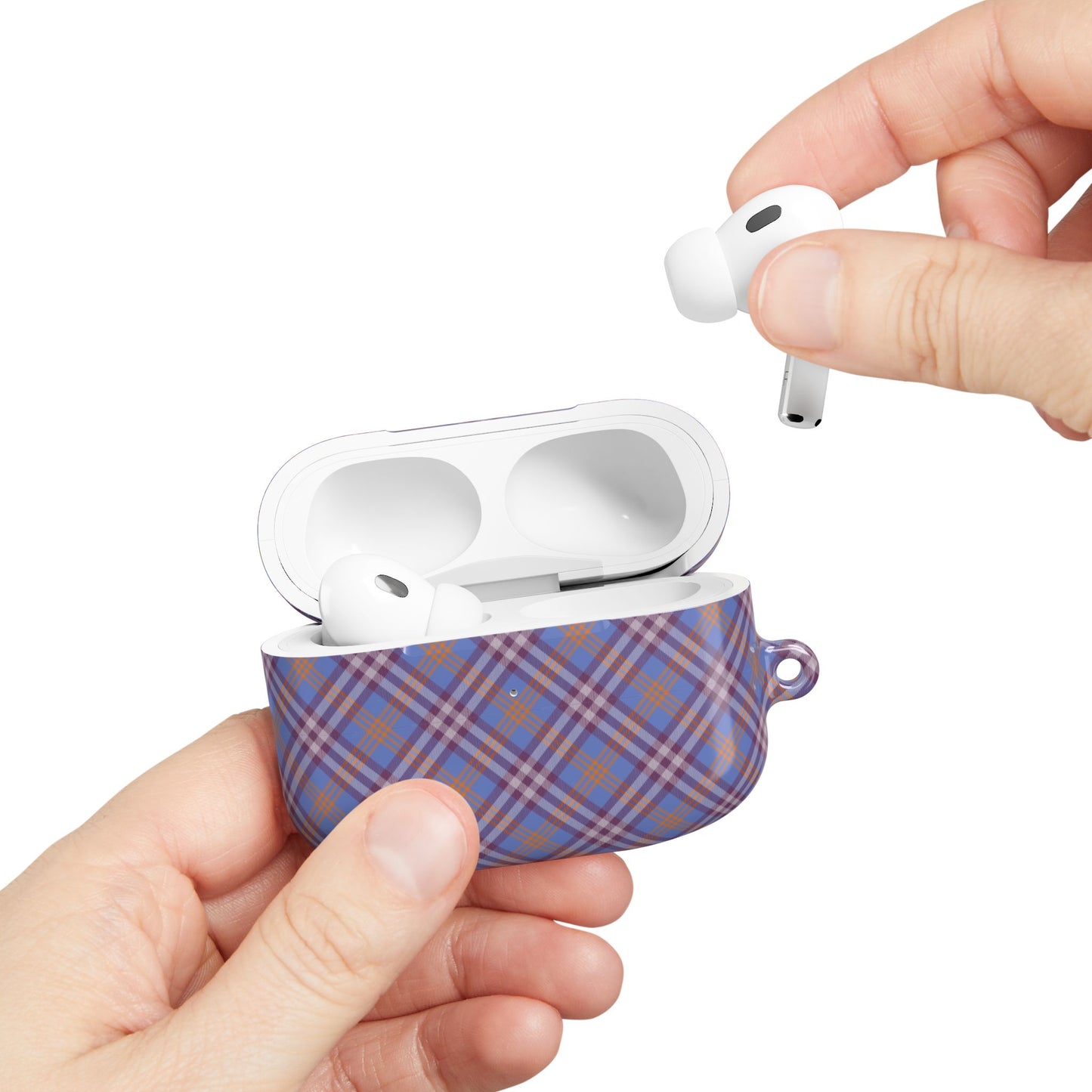 Orange and Violet Tartan AirPod Case — Classic Orange and Violet Plaid Protective Cover