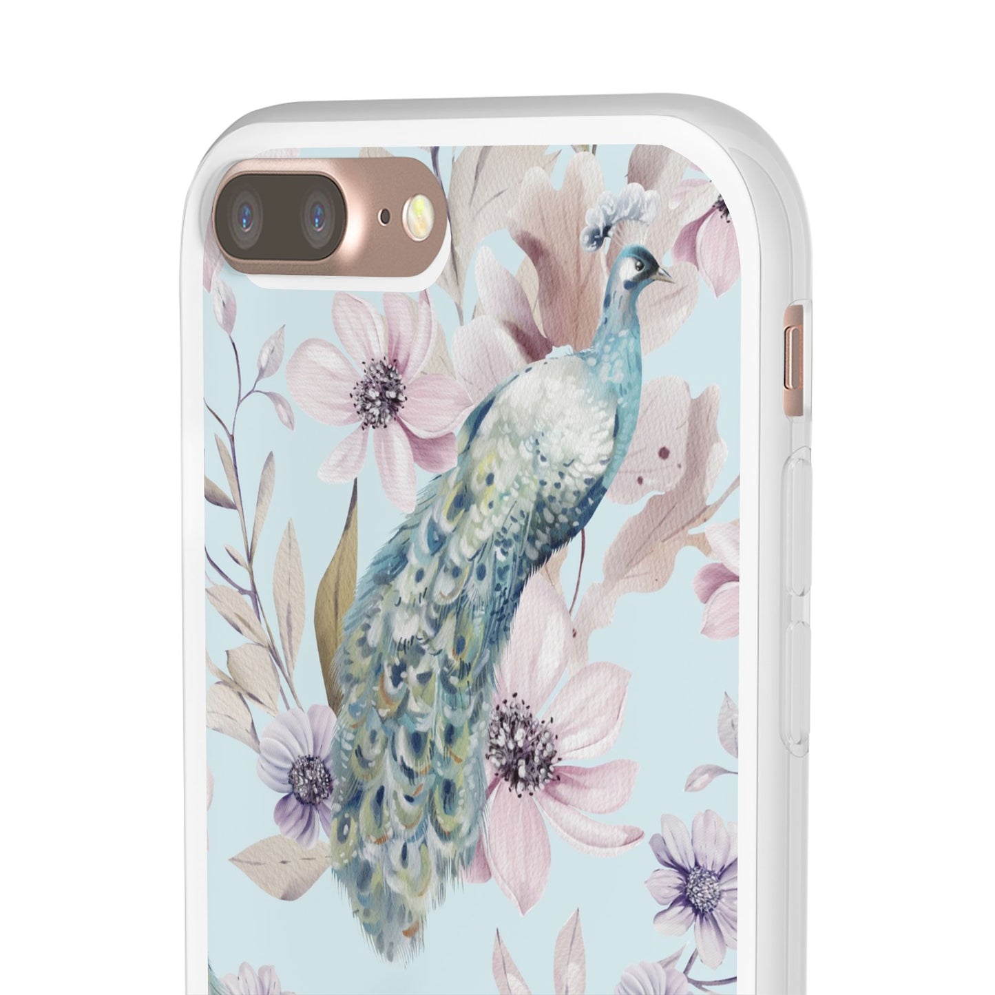 Peacock Floral Phone Case — Pastel Watercolor Bird Slim Case