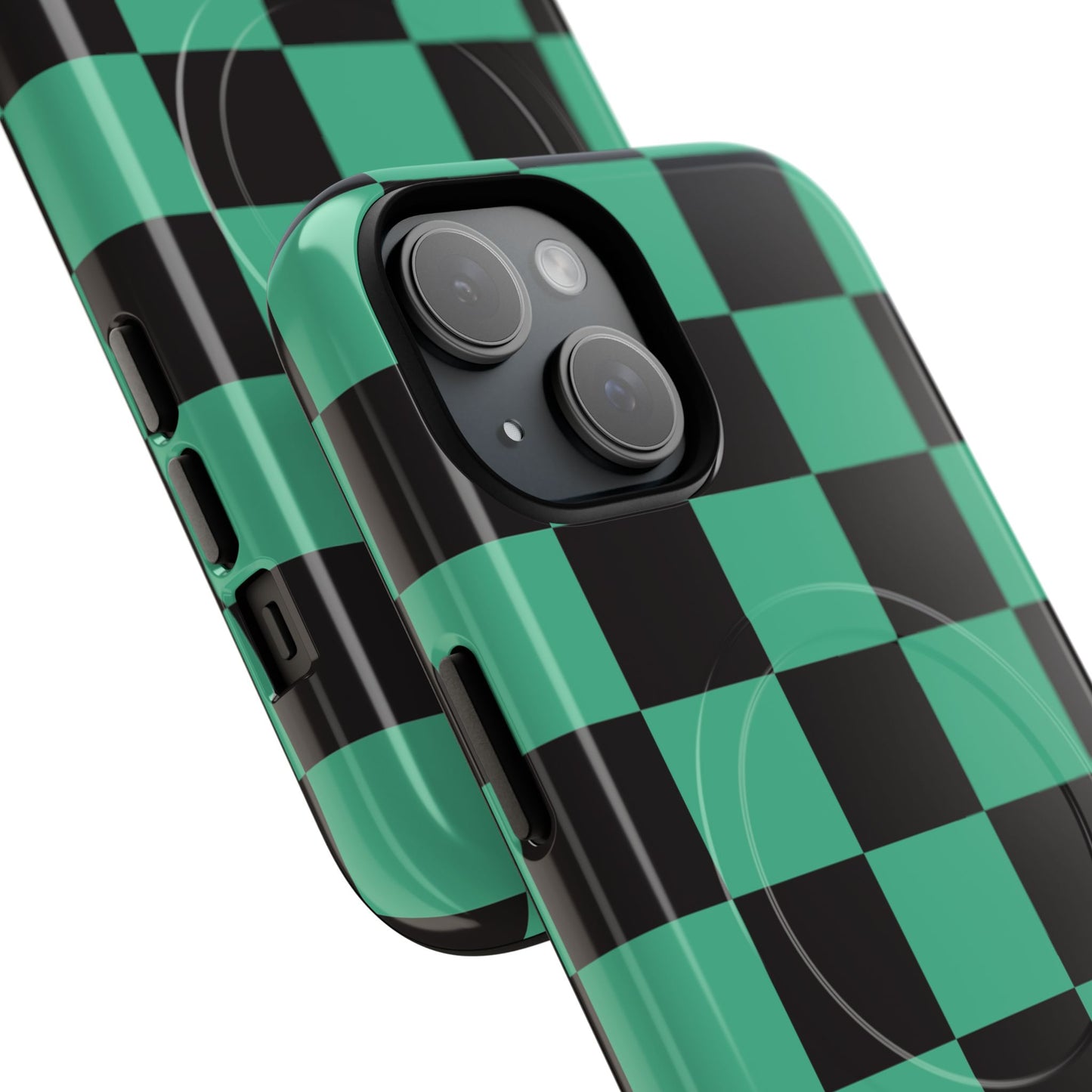 Tanjiro Magnetic Phone Case — Green and Black Chequered Tough Protective MagSafe Case