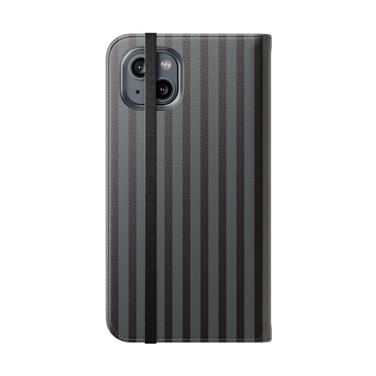 Striped Gray Flip Phone Case — Wallet Flip Case with Card Slots