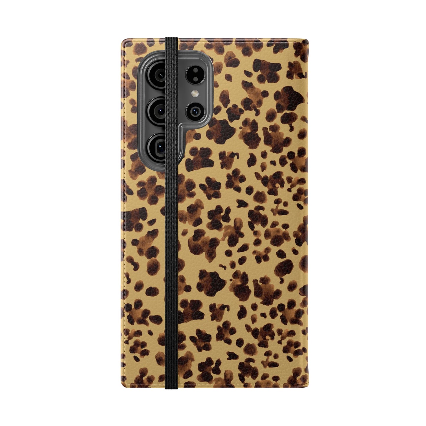Leopard Print watercolour Flip Phone Case - Stylish Wallet Folio Cover with Card Slots