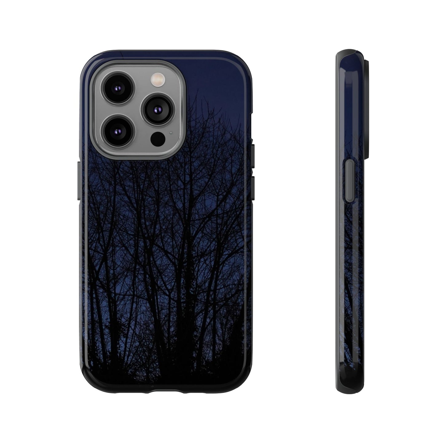 Night Forest Phone Case — Dark Tree Silhouette Protective Tough Case