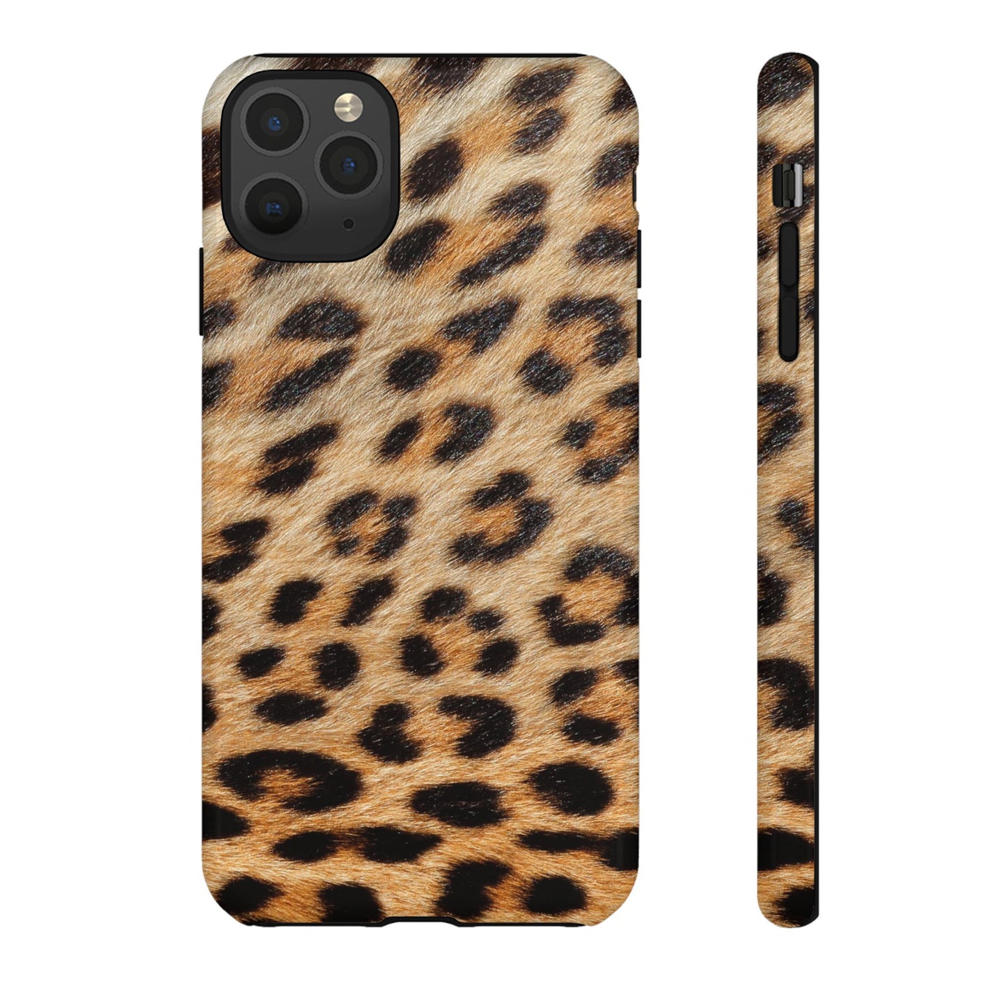 Leopard Print Tough Phone Case — Durable Protective Case with Wild Animal Fur Design