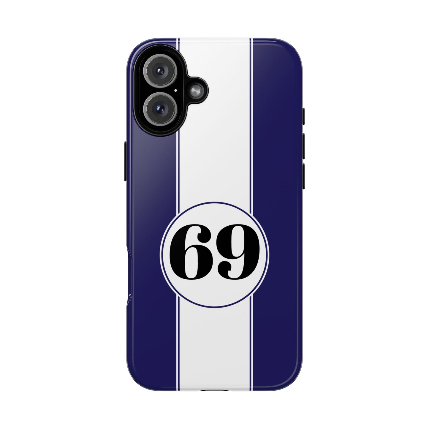 Custom Number Racing Stripe Tough Phone Case for Apple iPhone, Samsung Galaxy and Google Pixel.