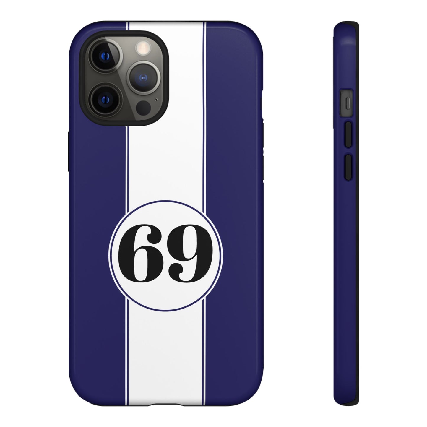 Custom Number Racing Stripe Tough Phone Case for Apple iPhone, Samsung Galaxy and Google Pixel.
