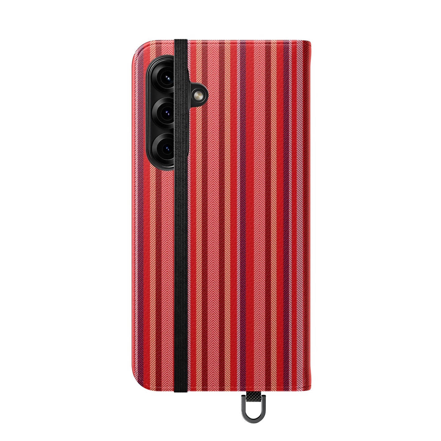Red Stripe Flip Phone Case – Protective Wallet Folio with Card Slots