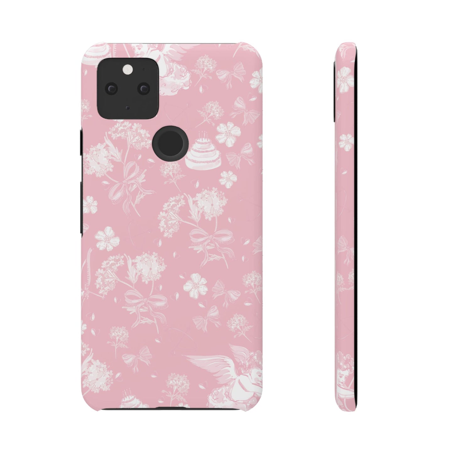 Pink Floral Slim Phone Case for Apple iPhone, Samsung Galaxy and Google Pixel.