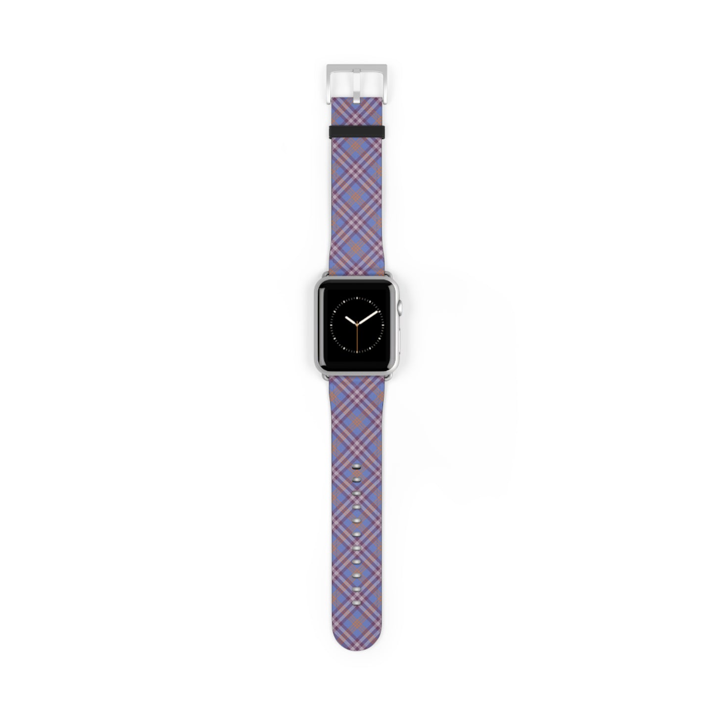 Plaid purple Apple Watch band with retro tartan pattern, stylish gift for her, faux leather strap, stainless steel buckle