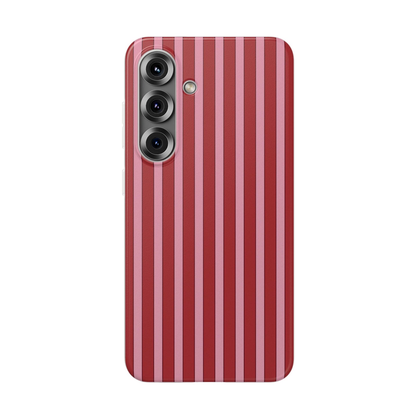 Red Vertical Stripe Protective Flexi Case for Apple iPhone, Samsung Galaxy.
