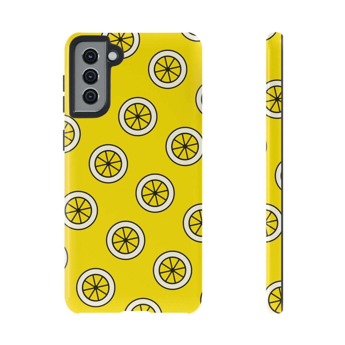 Yellow Lemon Pattern Tough Phone Case — Bright Citrus Protective Cover
