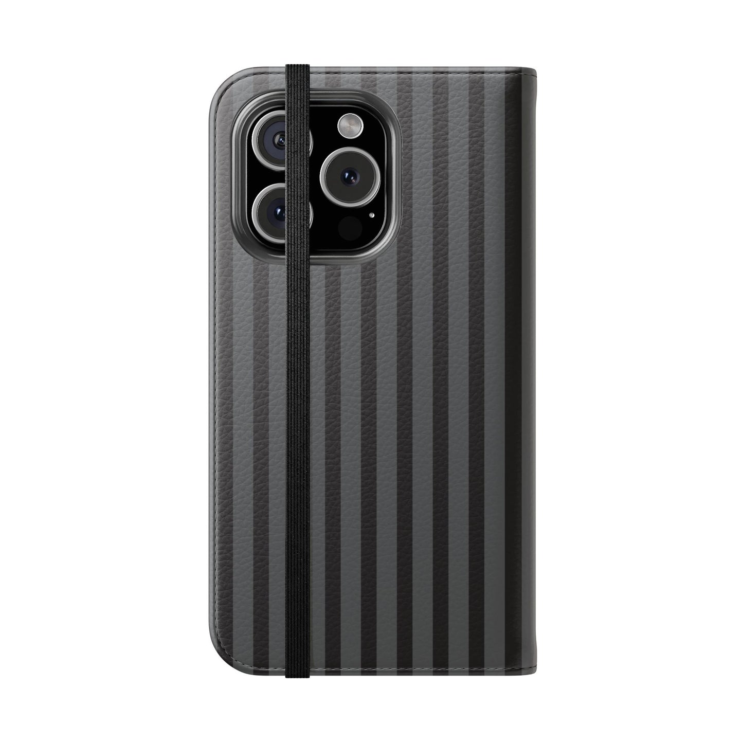 Striped Gray Flip Phone Case — Wallet Flip Case with Card Slots