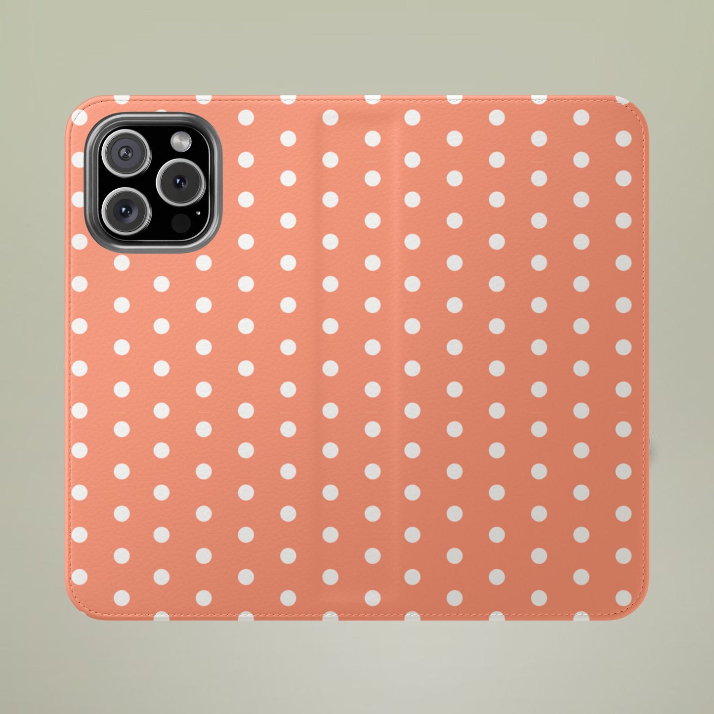 Polka Dot Flip Phone Case — Salmon Polka Dot Wallet Cover