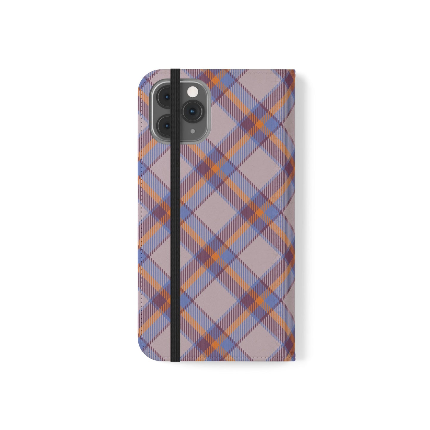 Tartan Flip Phone Case — purple & Orange Plaid Wallet Cover