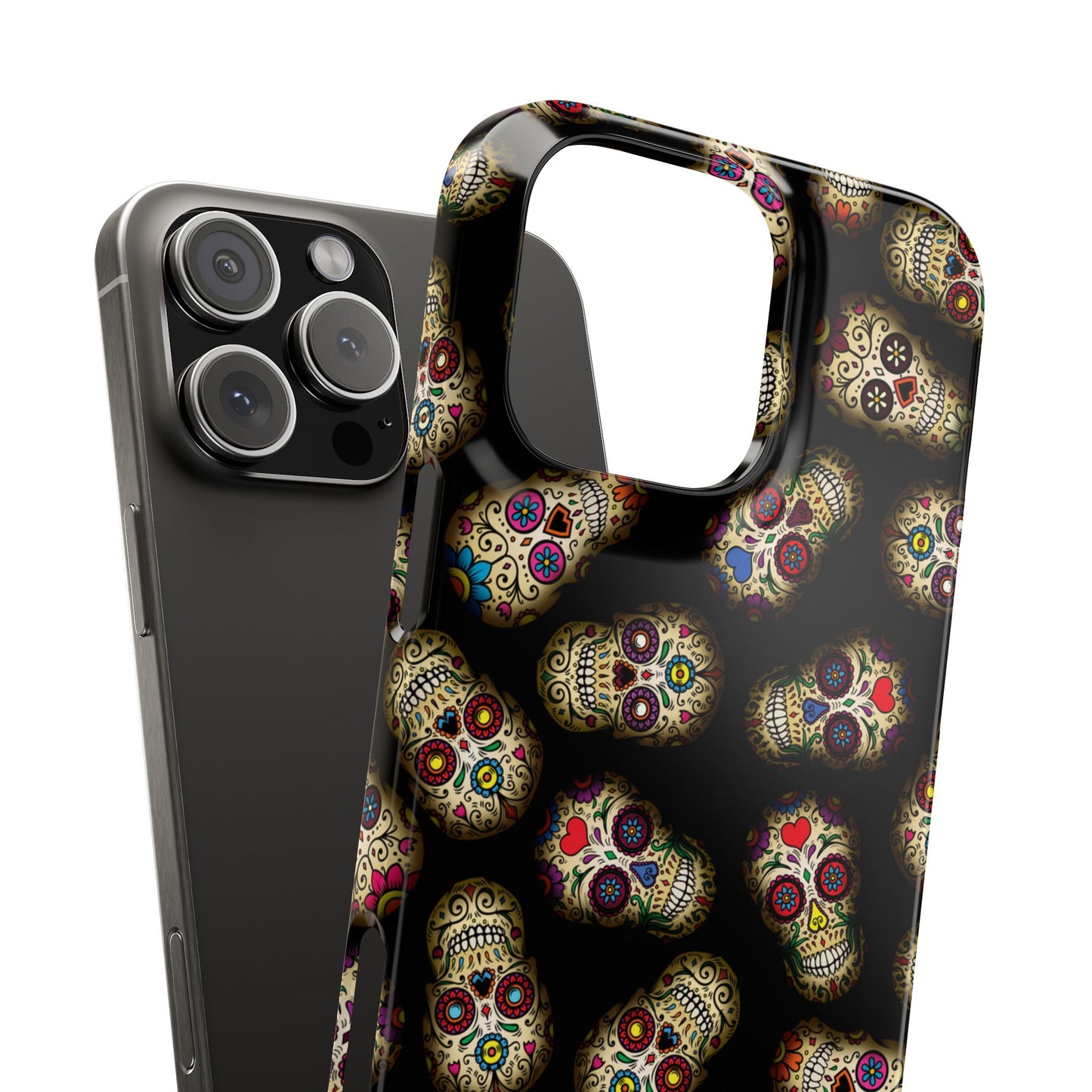Sugar Skull — Day of the Dead Floral Slim Case for Apple iPhone, Samsung Galaxy and Google Pixel.