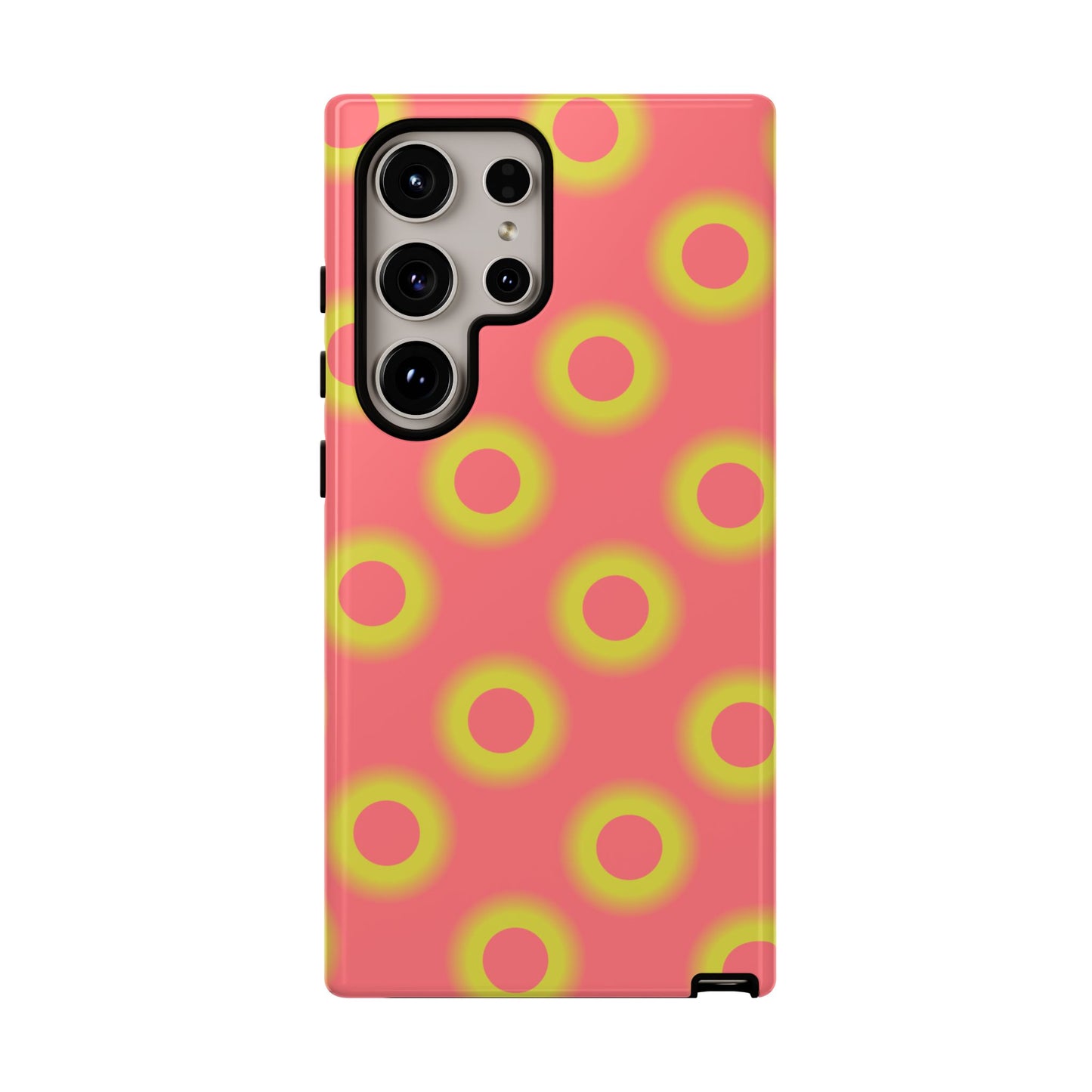 Neon Polka Dot Phone Case — Retro Pink & Lime Protective Cover