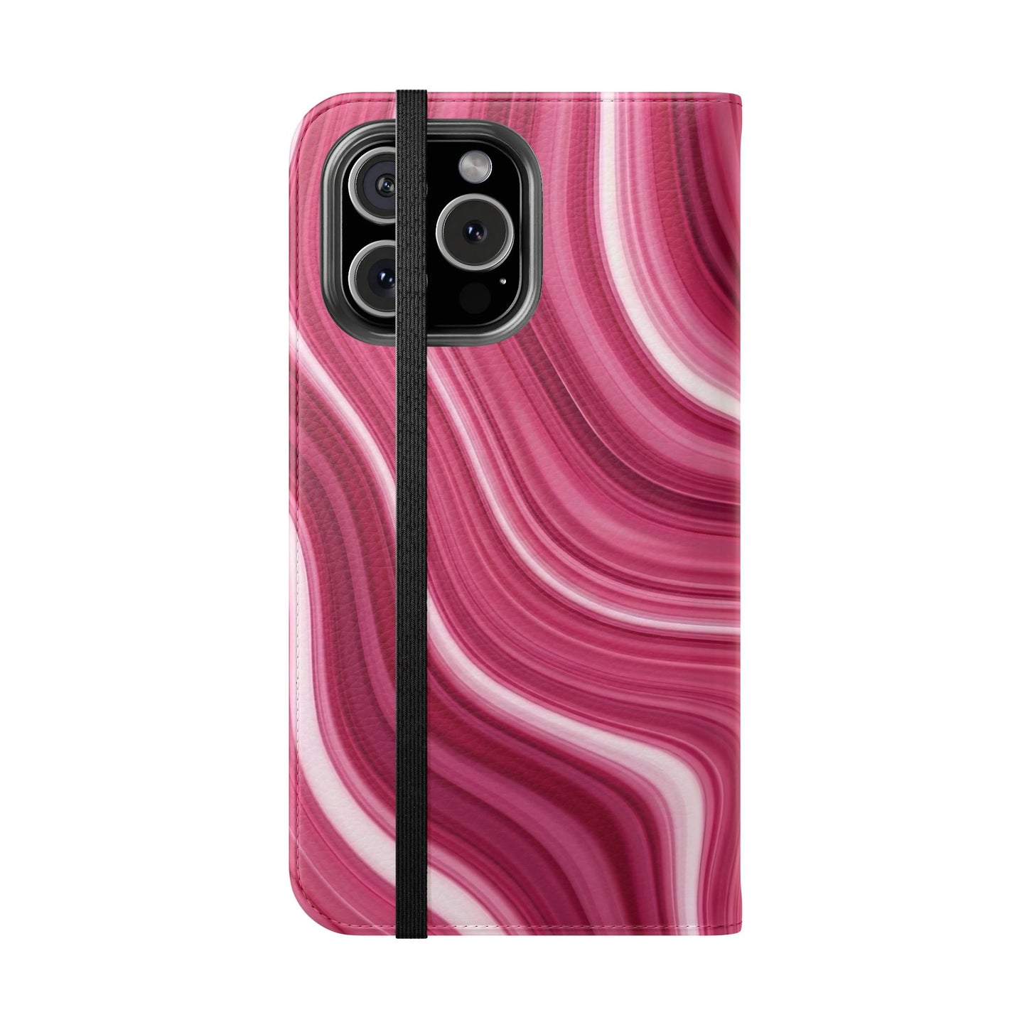 Pink Marble Swirl Flip Case — Wallet Phone Cover with Card Slots