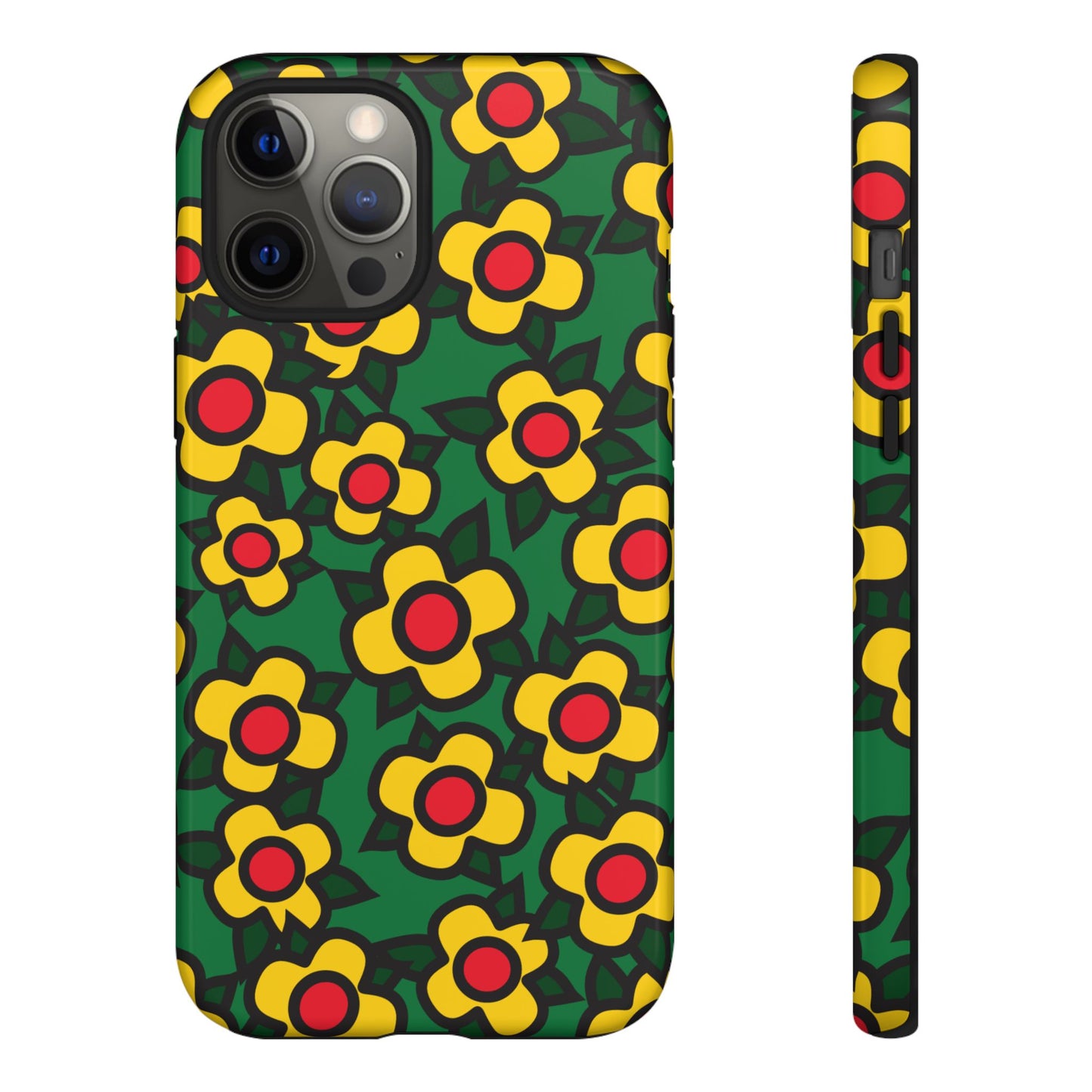Floral Pop Tough Phone Case — Retro Yellow Red Flower Pattern