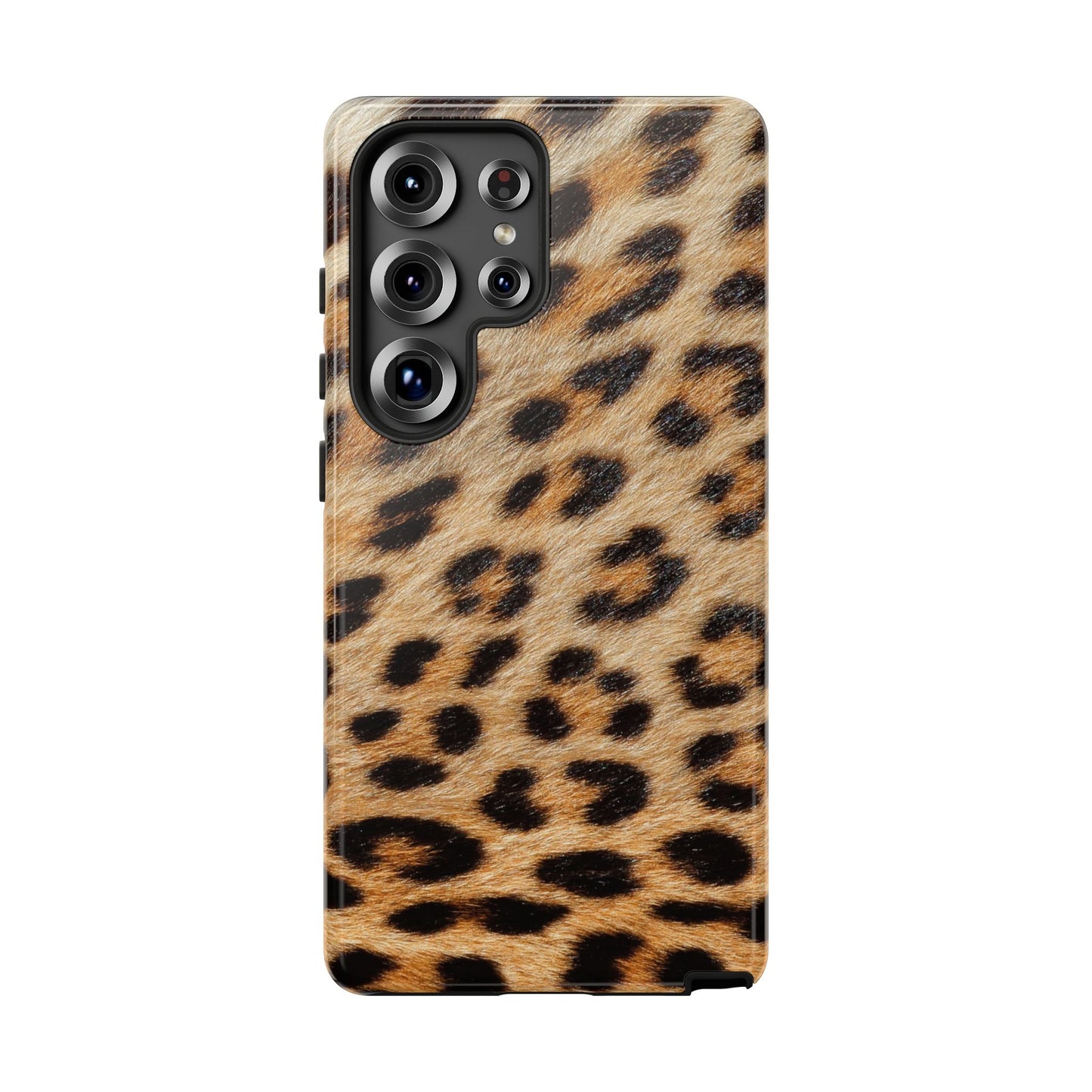 Leopard Print Tough Phone Case — Durable Protective Case with Wild Animal Fur Design
