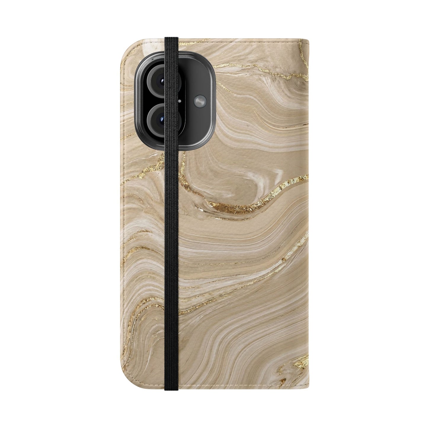 Marble Beige Flip Phone Case – Stylish Wallet Phone Cover with Card Slots