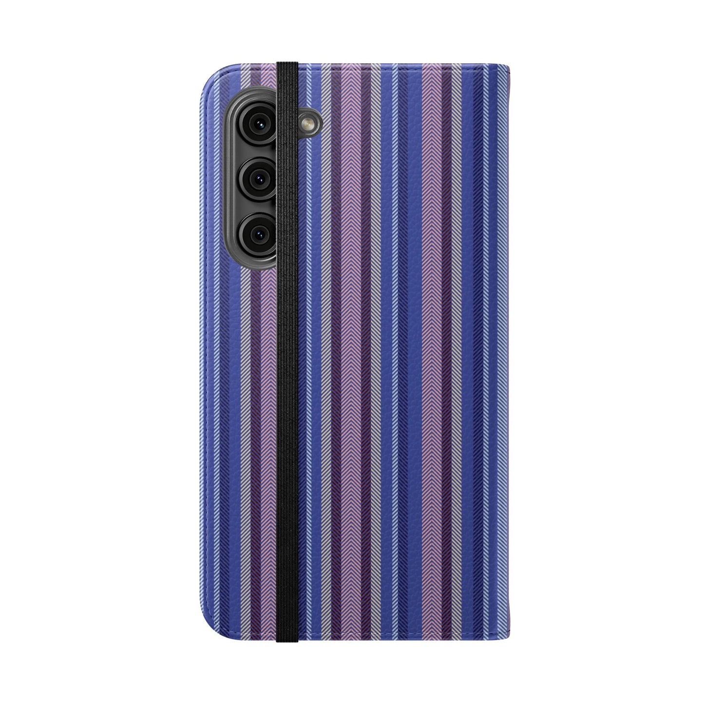 Striped Blue Flip Phone Case — Wallet Folio Phone Cover