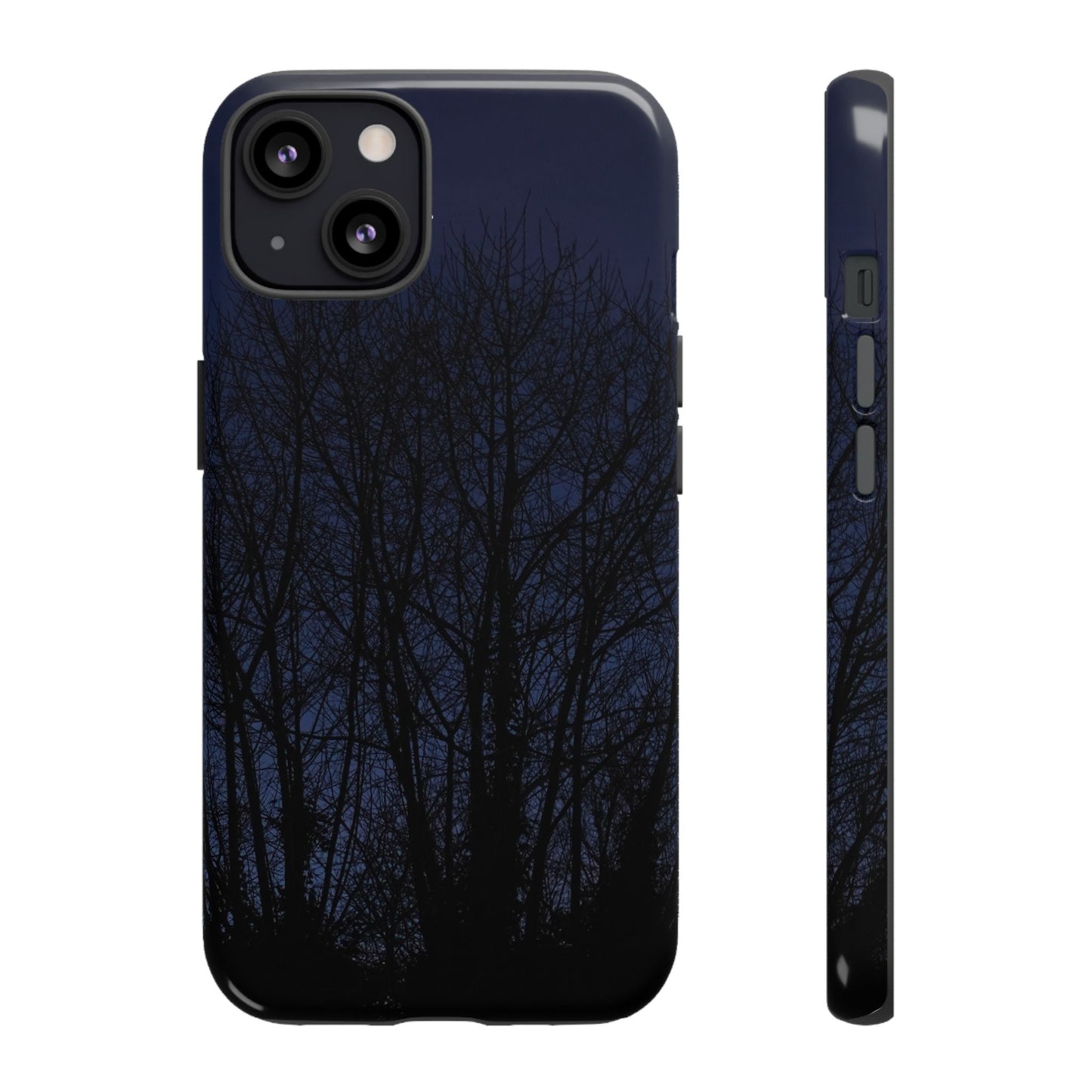 Night Forest Phone Case — Dark Tree Silhouette Protective Tough Case