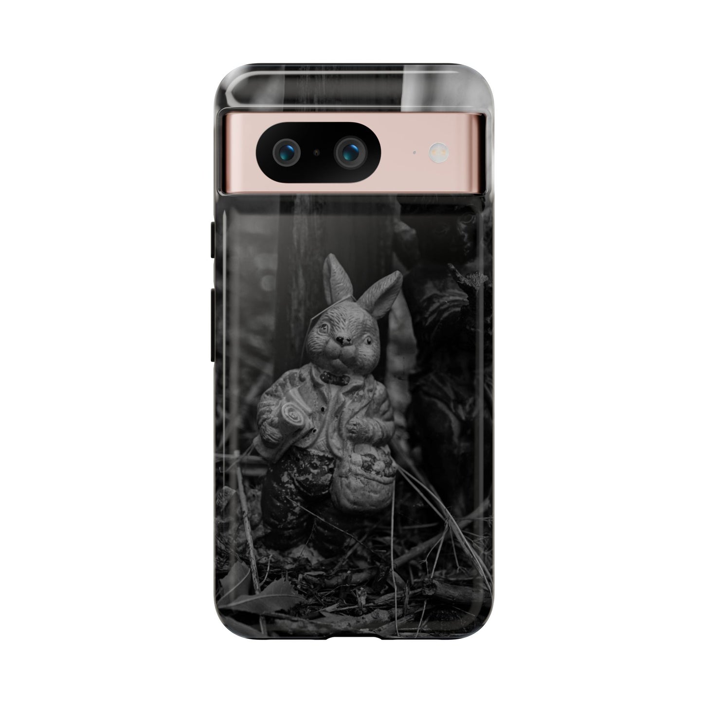 Vintage Gothic Bunny Tough Phone Case — Dark Garden Statue Protective Cover